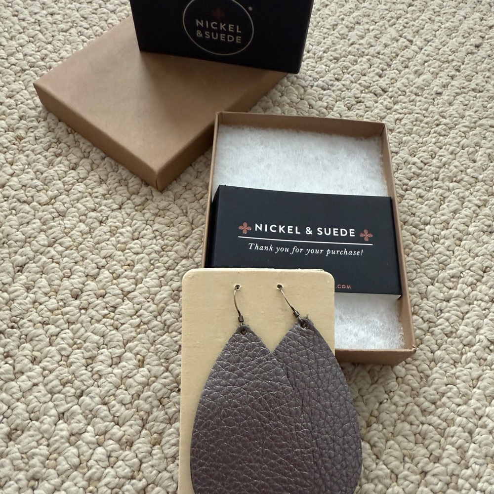 Brown Leather Earrings